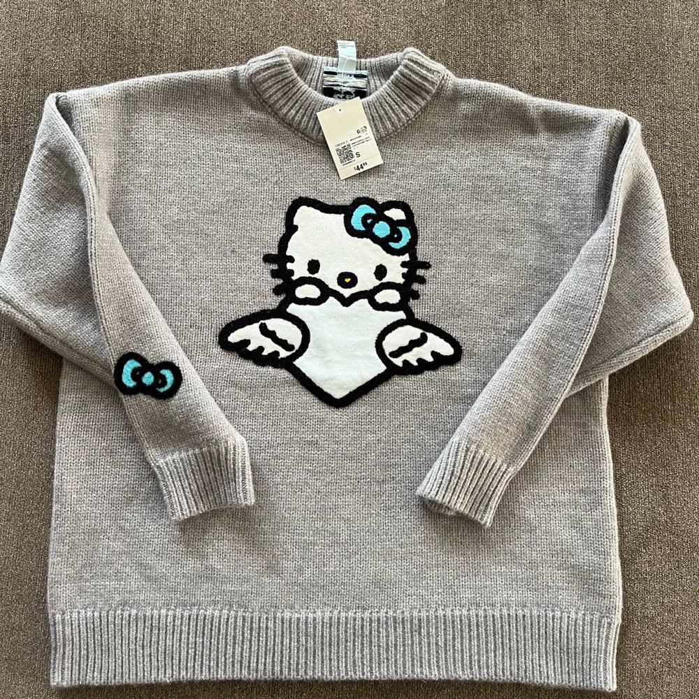 Hello Kitty Blue Angel Sweater Size Small Gray Brand New